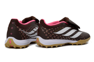 Adidas Predator 26 Elite Fold-Over Tongue TF Artificial Turf Soccer Shoes - Brown/Soft Pink/Golden Beige