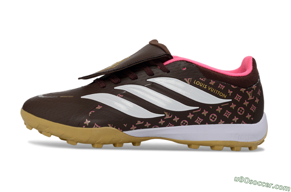 Adidas Predator 26 Elite Fold-Over Tongue TF Artificial Turf Soccer Shoes - Brown/Soft Pink/Golden Beige 2