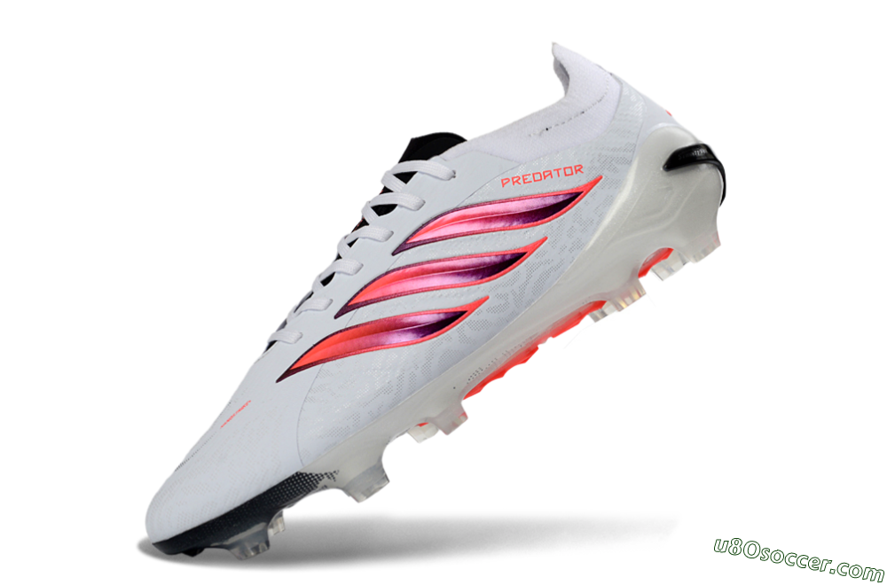 Adidas Predator 26 Elite FG Firm Ground Soccer Cleats - White/Vibrant Red/Black 5