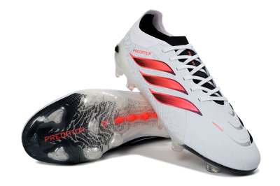 Adidas Predator 26 Elite FG Firm Ground Soccer Cleats - White/Vibrant Red/Black