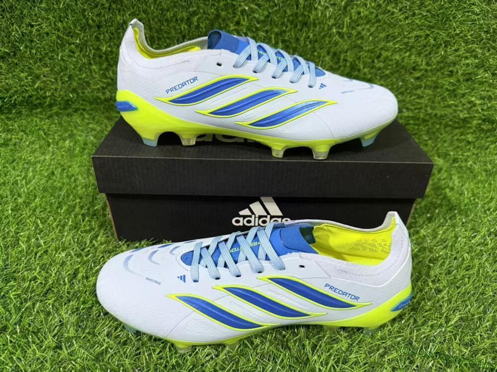 Adidas Predator 26 Elite FG Firm Ground Soccer Cleats - Blue/Electric Lime/Azure