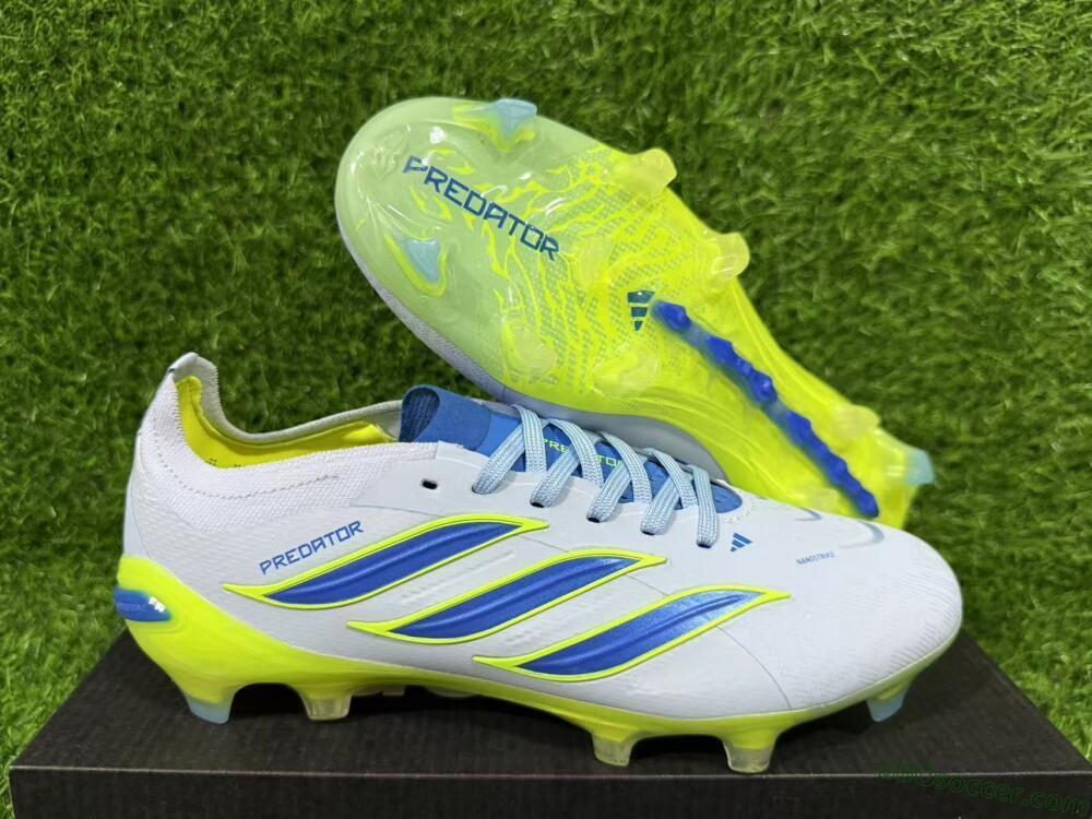Adidas Predator 26 Elite FG Firm Ground Soccer Cleats - Blue/Electric Lime/Azure