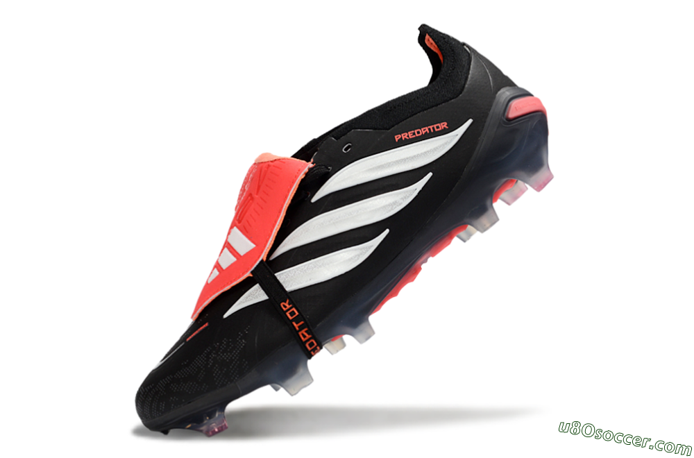 Adidas Predator 26 Elite Fold-Over Tongue FG Firm Ground Soccer Cleats - Black/Electric Red/Silver 6