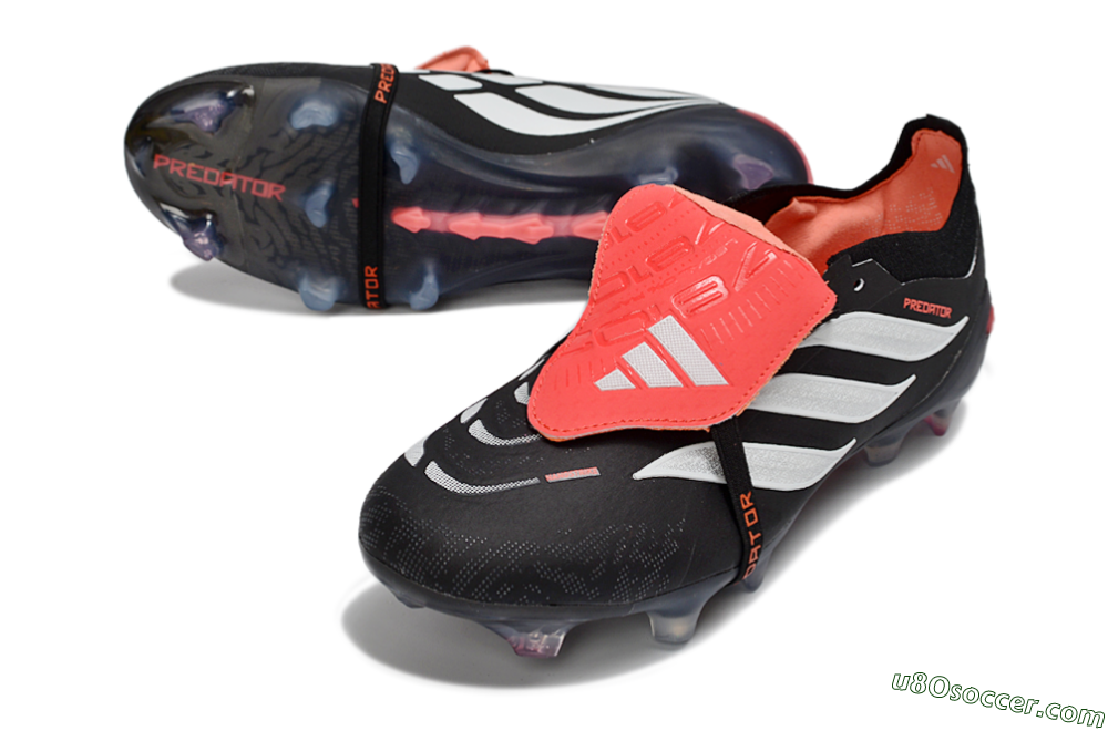 Adidas Predator 26 Elite Fold-Over Tongue FG Firm Ground Soccer Cleats - Black/Electric Red/Silver 3