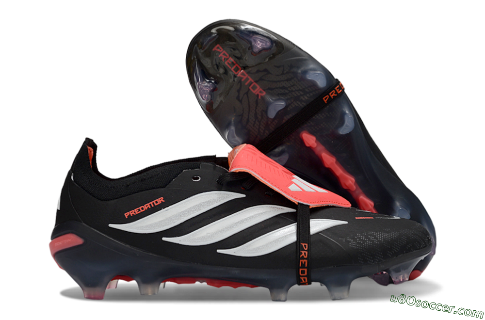 Adidas Predator 26 Elite Fold-Over Tongue FG Firm Ground Soccer Cleats - Black/Electric Red/Silver 1