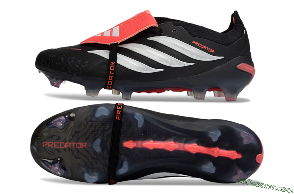 Adidas Predator 26 Elite Fold-Over Tongue FG Firm Ground Soccer Cleats - Black/Electric Red/Silver 0