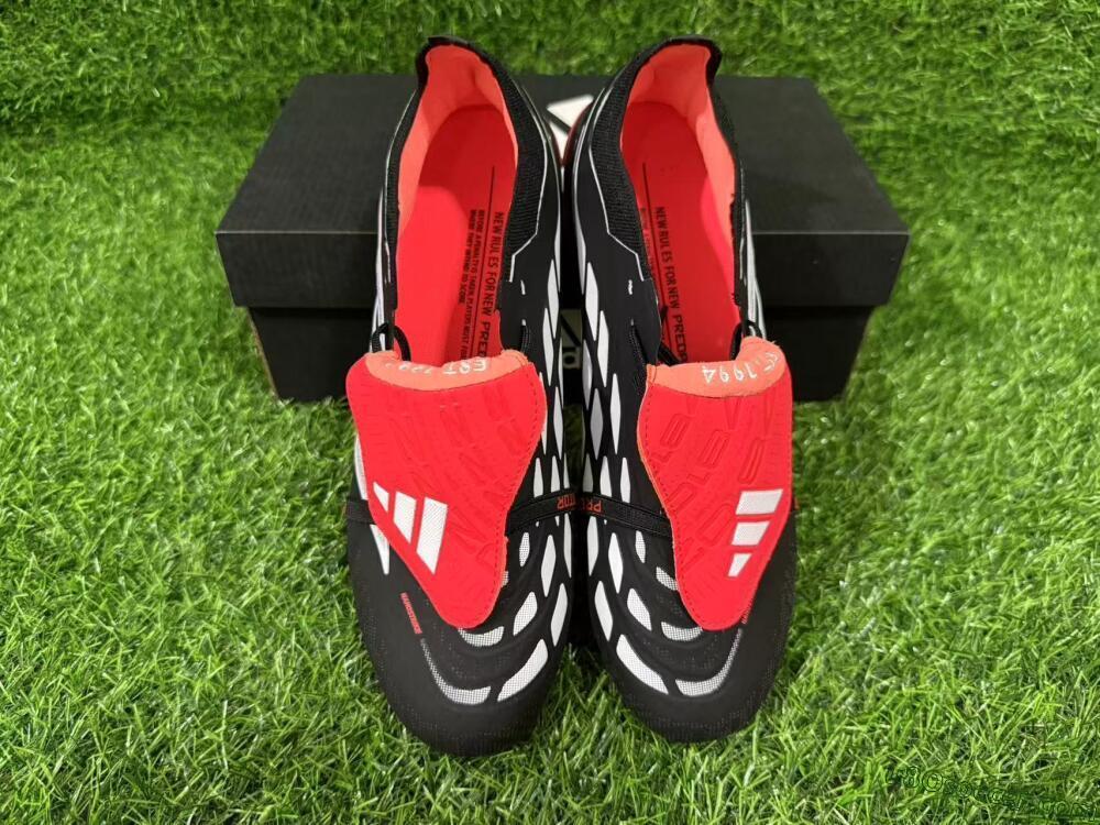Adidas Predator 26 Elite Fold-Over Tongue FG Firm Ground Soccer Cleats - Black/Electric Red/Silver