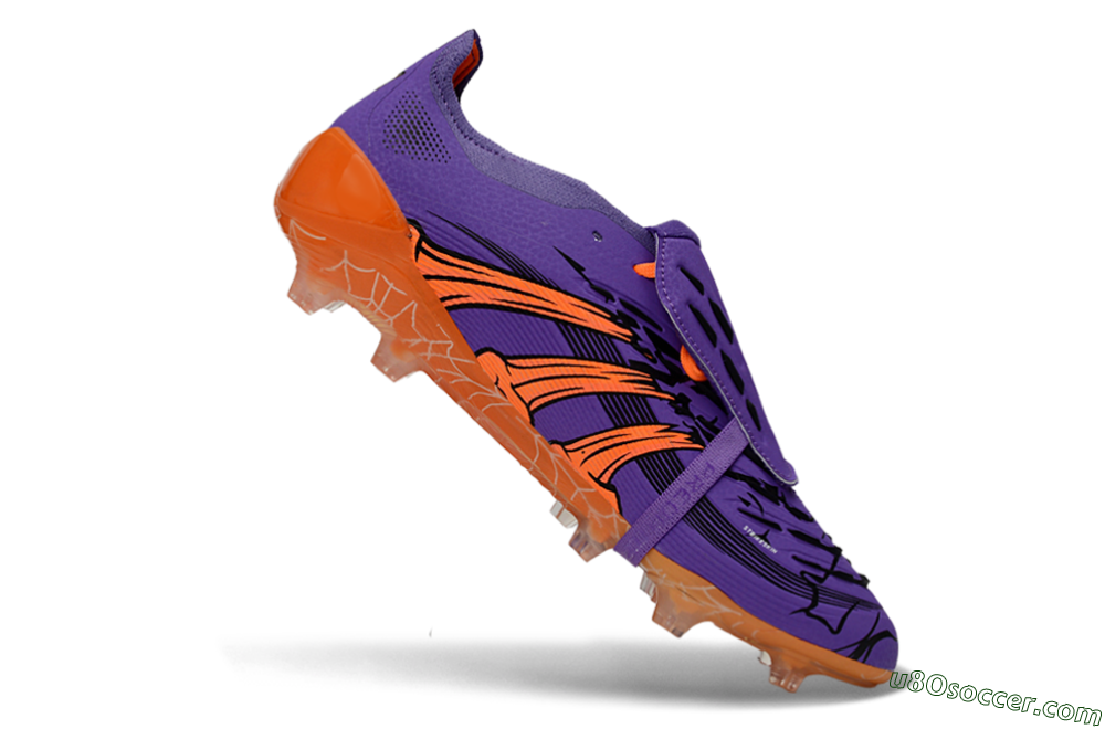 UFL x Adidas Predator 25 Elite Fold-Over Tongue FG Firm Ground Soccer Cleats - Purple/Burnt Orange/Spider Black 4