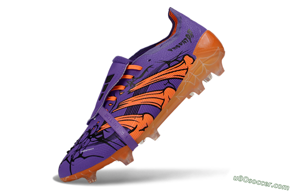 UFL x Adidas Predator 25 Elite Fold-Over Tongue FG Firm Ground Soccer Cleats - Purple/Burnt Orange/Spider Black 5