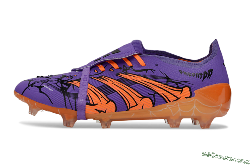 UFL x Adidas Predator 25 Elite Fold-Over Tongue FG Firm Ground Soccer Cleats - Purple/Burnt Orange/Spider Black 2