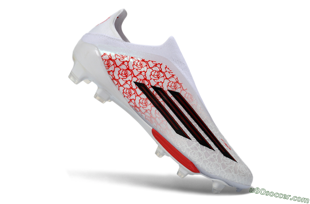 Adidas F50+ Elite Lightstrike Pro Laceless FG Firm Ground Soccer Cleats - White/Rose Red/Black 4