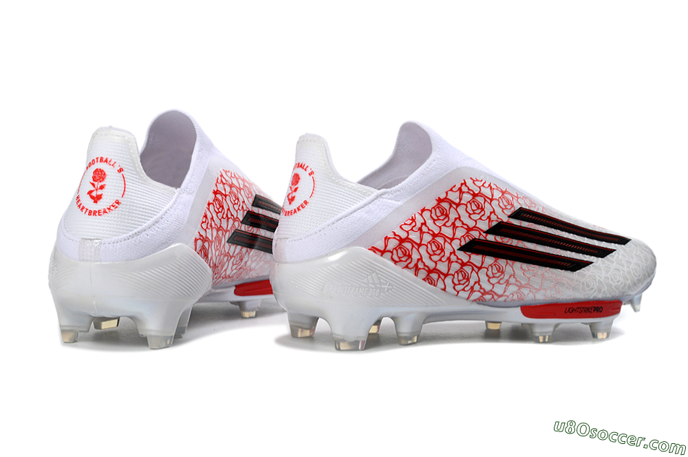 Adidas F50+ Elite Lightstrike Pro Laceless FG Firm Ground Soccer Cleats - White/Rose Red/Black 6