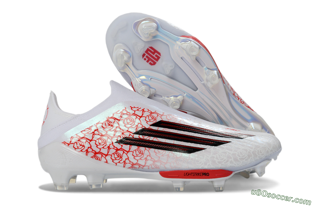 Adidas F50+ Elite Lightstrike Pro Laceless FG Firm Ground Soccer Cleats - White/Rose Red/Black 1