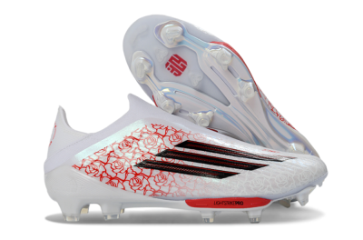 Adidas F50+ Elite Lightstrike Pro Laceless FG Firm Ground Soccer Cleats - White/Rose Red/Black
