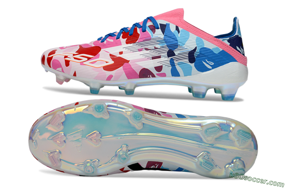 Adidas F50 Elite FG Firm Ground Soccer Cleats - Pink/Blue Camo/Pink Splash 0