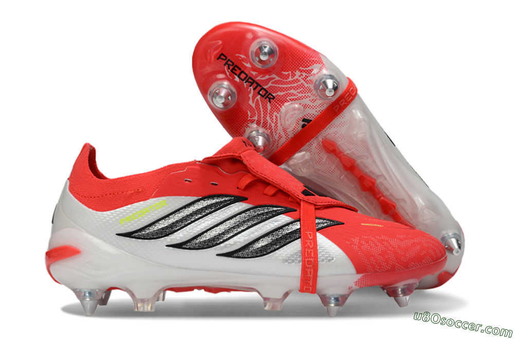 Adidas Predator 26 Elite Fold-Over Tongue SG Soft Ground Soccer Cleats - Red/Bright Red/Black 1