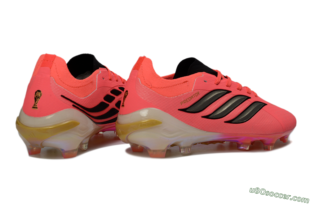 Adidas Predator 26 Elite FG Firm Ground Soccer Cleats - Pink/Neon Pink/Golden Accents 6