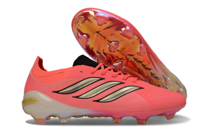 Adidas Predator 26 Elite FG Firm Ground Soccer Cleats - Pink/Neon Pink/Golden Accents