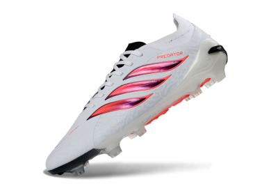 Adidas Predator 26 Elite FG Firm Ground Soccer Cleats - White/Crimson Flash/Black Shadow