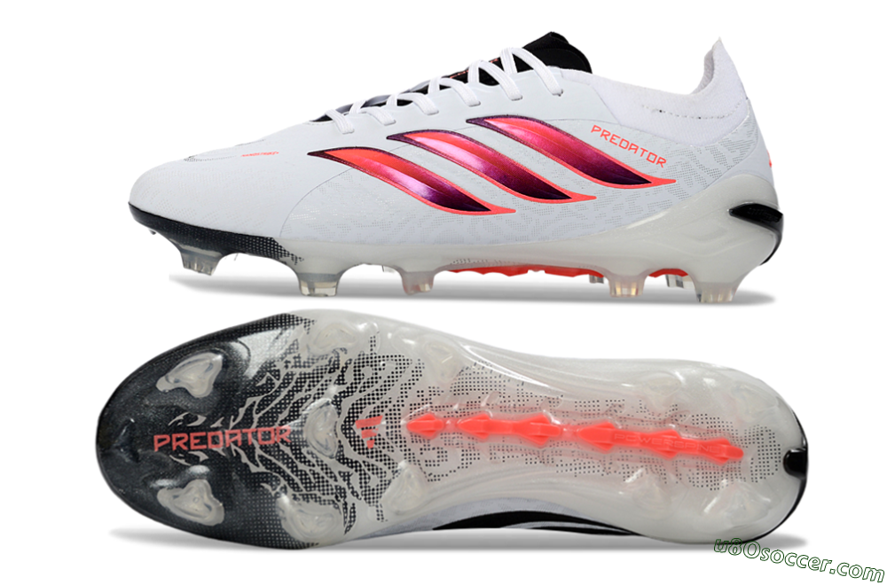 Adidas Predator 26 Elite FG Firm Ground Soccer Cleats - White/Crimson Flash/Black Shadow 0