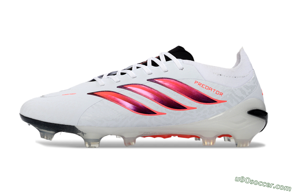 Adidas Predator 26 Elite FG Firm Ground Soccer Cleats - White/Crimson Flash/Black Shadow 2