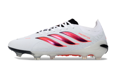 Adidas Predator 26 Elite FG Firm Ground Soccer Cleats - White/Crimson Flash/Black Shadow