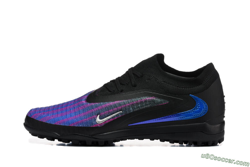 Nike Phantom 6 Elite Low TF Artificial Turf Soccer Shoes - Black/Royal Blue/Magenta 2