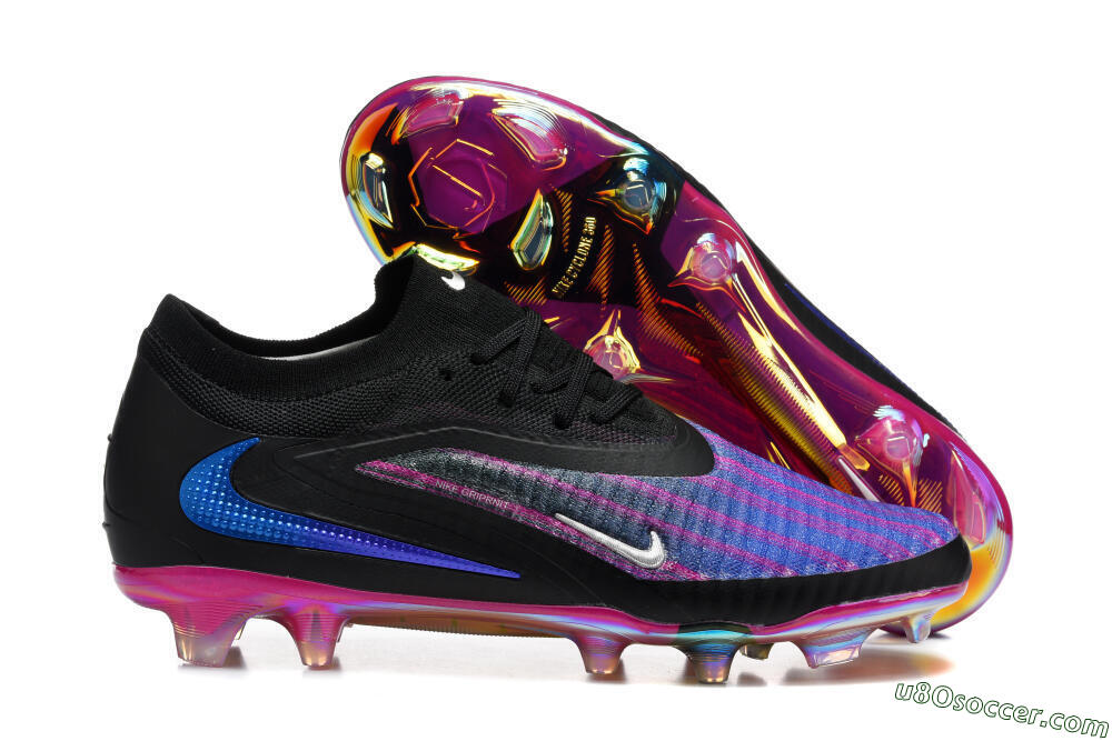 Nike Phantom 6 Elite Low FG Firm Ground Soccer Cleats - Black/Vibrant Purple/Metallic Blue 1