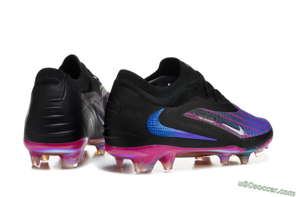 Nike Phantom 6 Elite Low FG Firm Ground Soccer Cleats - Black/Vibrant Purple/Metallic Blue 9