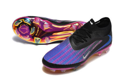 Nike Phantom 6 Elite Low FG Firm Ground Soccer Cleats - Black/Vibrant Purple/Metallic Blue