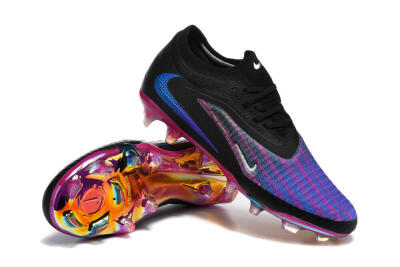 Nike Phantom 6 Elite Low FG Firm Ground Soccer Cleats - Black/Vibrant Purple/Metallic Blue