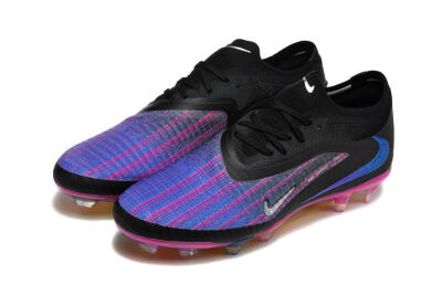 Nike Phantom 6 Elite Low FG Firm Ground Soccer Cleats - Black/Vibrant Purple/Metallic Blue