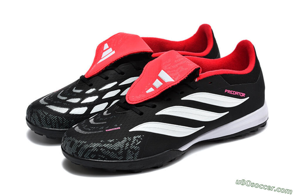 Adidas Predator 26 Elite Fold-Over Tongue TF Artificial Turf Soccer Shoes - Black/Electric Pink/White 5