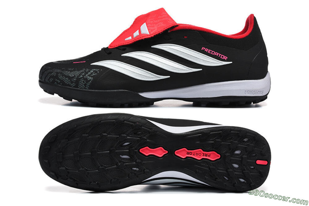 Adidas Predator 26 Elite Fold-Over Tongue TF Artificial Turf Soccer Shoes - Black/Electric Pink/White 0