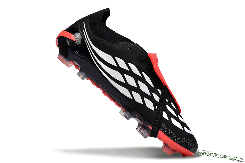 Adidas Predator 26 Elite Fold-Over Tongue FG Firm Ground Soccer Cleats - Black/Coral Red/Silver 4