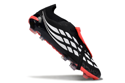 Adidas Predator 26 Elite Fold-Over Tongue FG Firm Ground Soccer Cleats - Black/Coral Red/Silver
