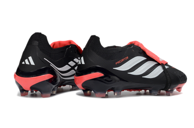 Adidas Predator 26 Elite Fold-Over Tongue FG Firm Ground Soccer Cleats - Black/Coral Red/Silver