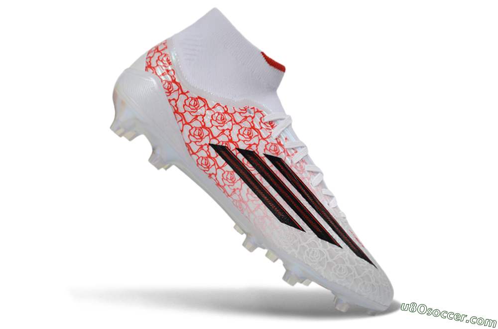 Adidas F50 Elite Mid FG Firm Ground Soccer Cleats - White/Rose Red/Black 4