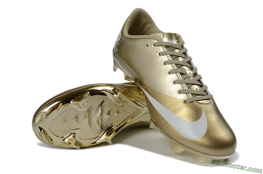 Nike Air Zoom Mercurial Vapor Superfly 1 CR7 2026 World Cup FG Firm Ground Soccer Cleats - Gold/Metallic Gold/White 3