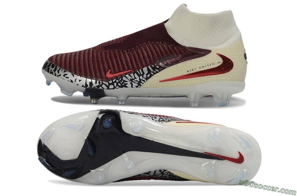 Nike Phantom 6 Elite High FG Firm Ground Soccer Cleats - Red/Crimson Fusion/Soft Cream 0