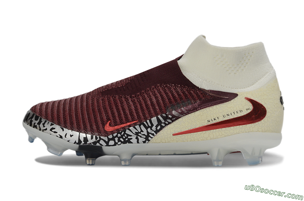 Nike Phantom 6 Elite High FG Firm Ground Soccer Cleats - Red/Crimson Fusion/Soft Cream 2