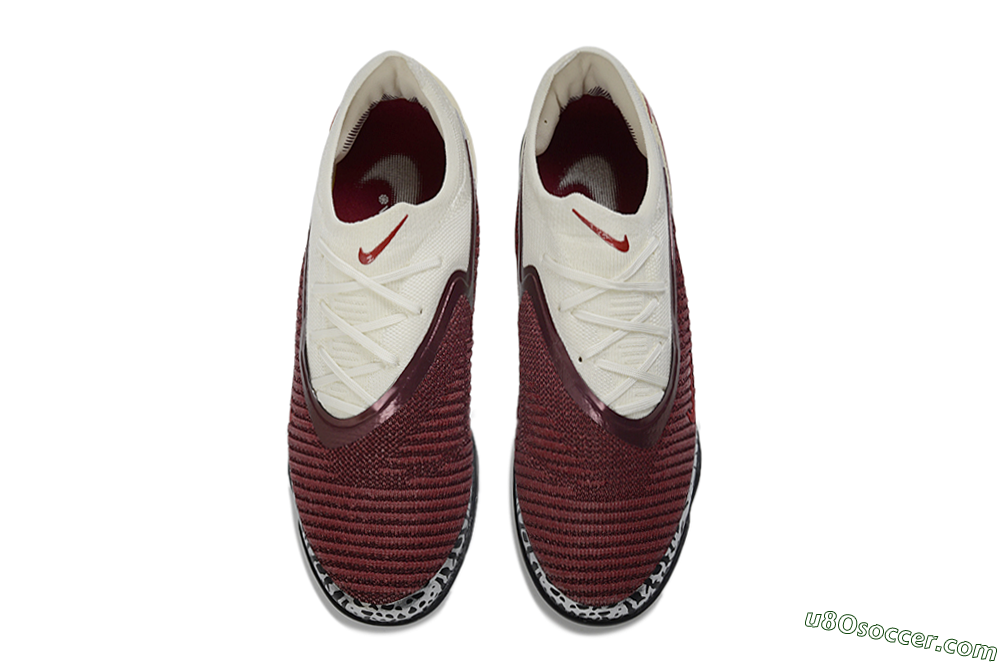 Nike Phantom 6 Elite Low TF Artificial Turf Soccer Shoes - Maroon/Crimson Red/Classic White 4