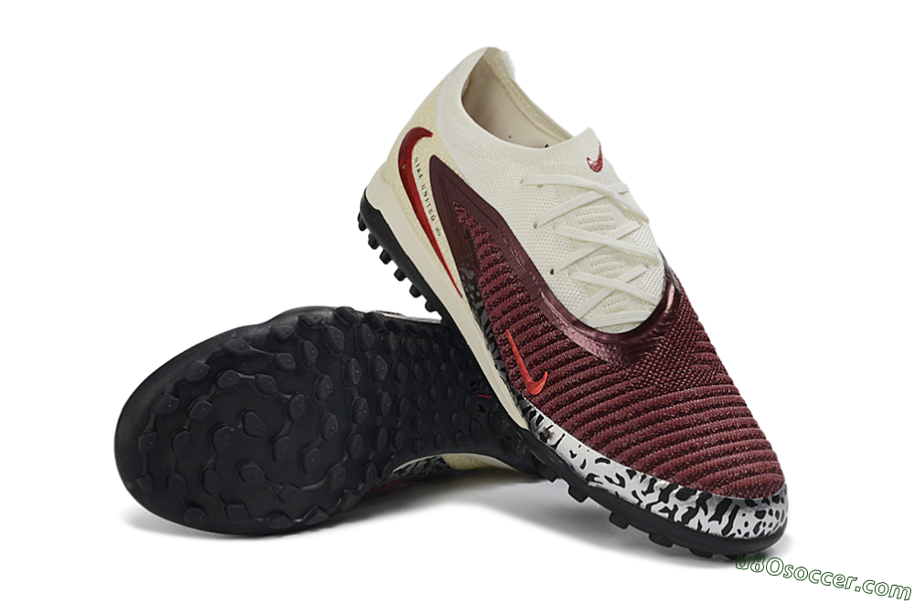 Nike Phantom 6 Elite Low TF Artificial Turf Soccer Shoes - Maroon/Crimson Red/Classic White 3