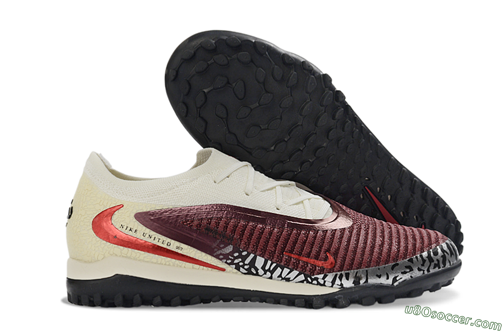 Nike Phantom 6 Elite Low TF Artificial Turf Soccer Shoes - Maroon/Crimson Red/Classic White 1