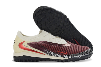 Nike Phantom 6 Elite Low TF Artificial Turf Soccer Shoes - Maroon/Crimson Red/Classic White