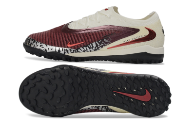 Nike Phantom 6 Elite Low TF Artificial Turf Soccer Shoes - Maroon/Crimson Red/Classic White