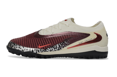 Nike Phantom 6 Elite Low TF Artificial Turf Soccer Shoes - Maroon/Crimson Red/Classic White