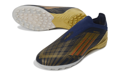 Dembélé x Adidas F50 Elite Laceless TF Artificial Turf Soccer Shoes - Navy/Gold/Red
