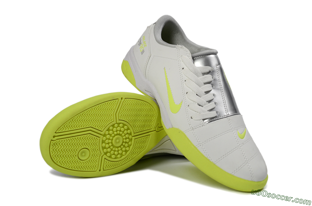 Nike Total 90 III IC Indoor & Futsal Soccer Shoes - White/Neon Yellow/Metallic Silver 4