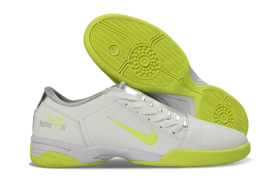 Nike Total 90 III IC Indoor & Futsal Soccer Shoes - White/Neon Yellow/Metallic Silver